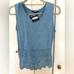 Style Envy Sky Blue Eyelet lace Tank Top NWT Sz S